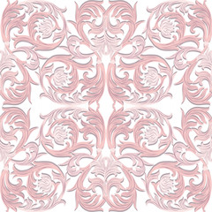 Vintage Vector Baroque Luxury ornament pattern. Damask Victorian Rich Rococo pattern. Elegant Luxury texture for wallpaper, textile, tile, and page fill. Rose quartz color pattern
