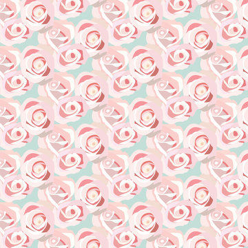 Watercolor Pink Rose pattern. Vector rose flowers pattern