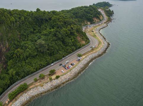 aerial view of chalerm burapa cholatis road chantaburi or scenic