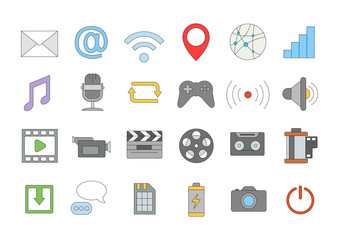 Multimedia colorful icons set