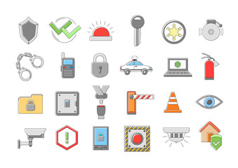 Security system vector icons set