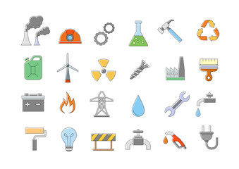 Industry & work vector icons set