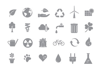 Eco gray vector icons set