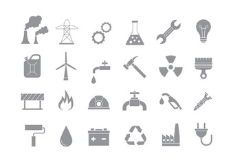 Obraz premium Industry & work gray vector icons set