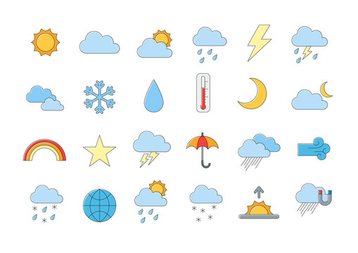 Set of 24 Weather forecast vector icons