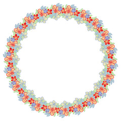 Flower wreath. Design element for logo, banners, labels, prints, posters, web, presentation, invitations, weddings, greeting cards, albums. Vector clip art.