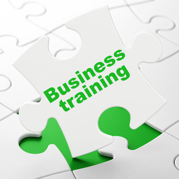 Education concept: Business Training on puzzle background