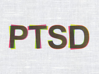 Medicine concept: PTSD on fabric texture background