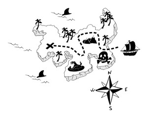 Zoektocht naar een schat op piraten eiland