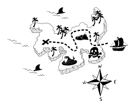 Zoektocht naar een schat op piraten eiland