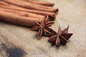 Fototapeta na wymiar star anise and cinnamon