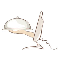 Very fast delivery of food/Hand holds dish directly from the computer monitor
