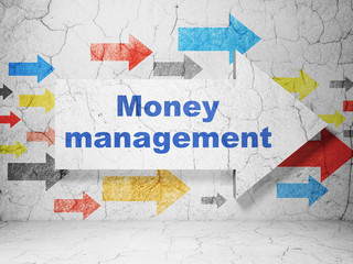 Banking concept: arrow with Money Management on grunge wall background
