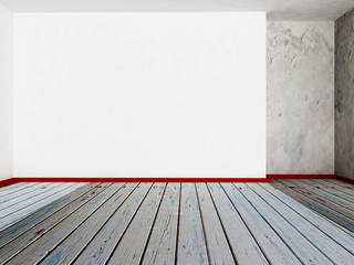 empty white wall in the room, 3d