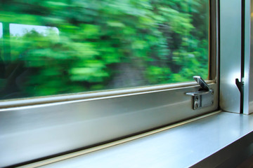 Window of a train running
