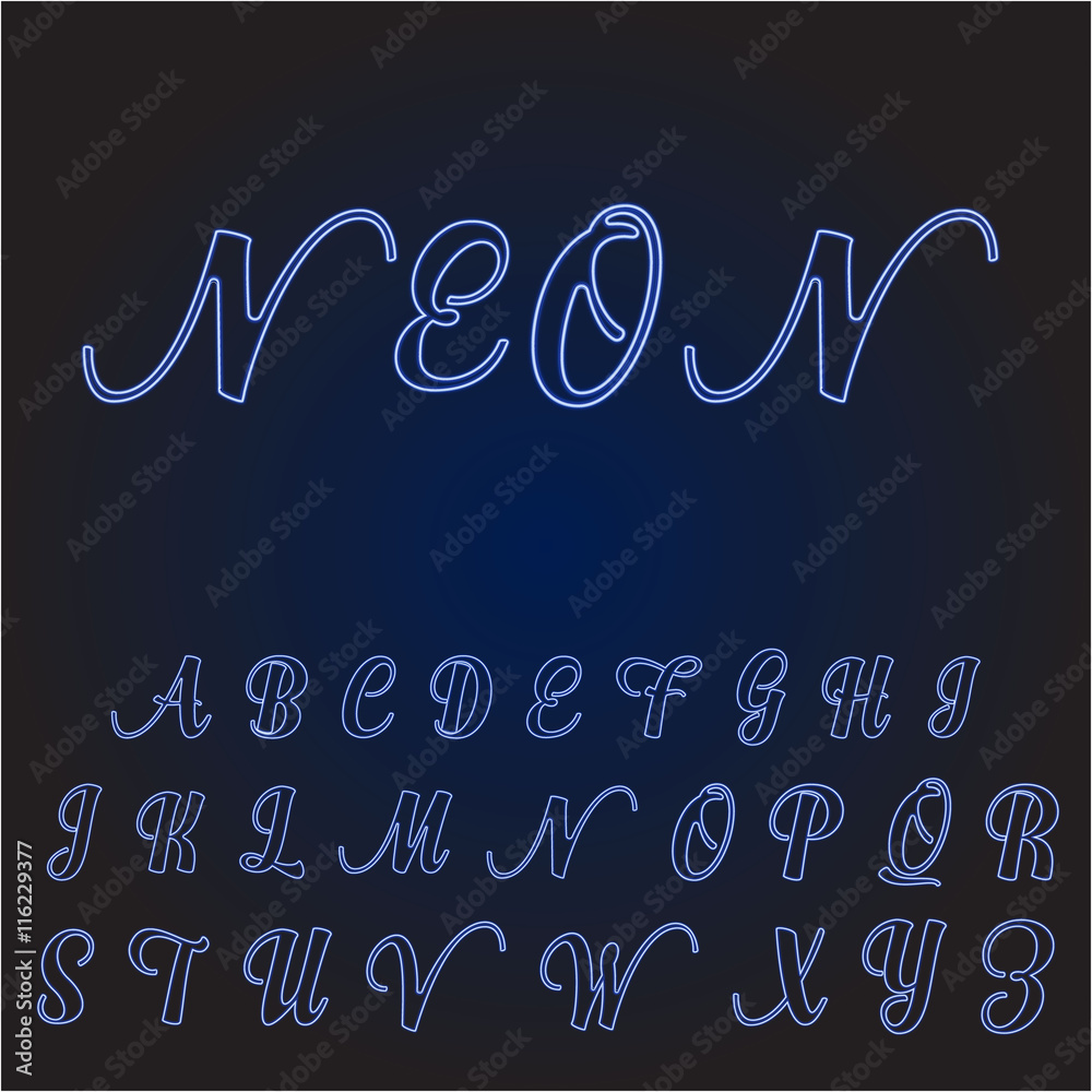 Wall mural vector neon font