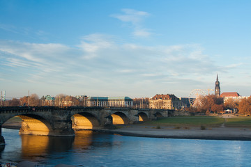 Augustus Bridge - Augustusbrucke over the River Elbe in Dresden - Germany
