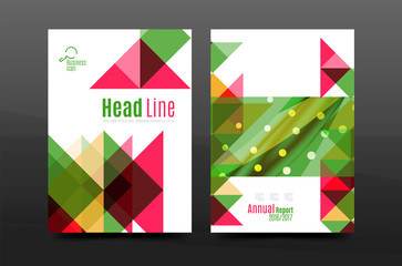 Colorful geometry design annual report a4 cover brochure template layout, magazine, flyer or leaflet booklet