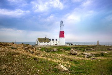 Fototapeta na wymiar The Portland Bill Lighthouse on the Isle of Portland in Dorset, UK