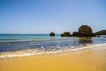 beautiful beach on the Atlantic Ocean, Algarve, Portugal