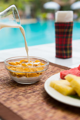 Breakfast with corn flakes