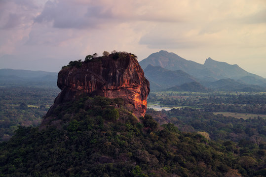 Sunset over the Lion Rock in Sigiriya, Sri Lanka