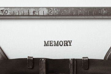 word memory typed on typewriter