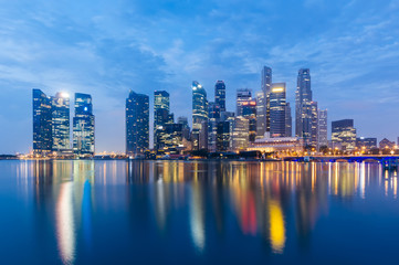 Fototapeta na wymiar Singapore Central Business District at Dusk.