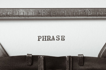 word phrase typed on typewriter
