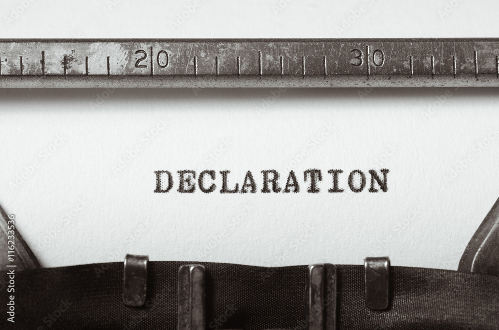 Fototapete word declaration typed on typewriter