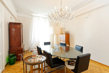 Dining area in modern luxury apartment
