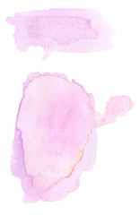 Set of Pink ink spots, watercolor tag stain with watercolour pai