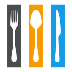 Icono plano cubiertos varios colores