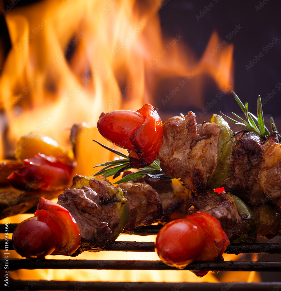 Canvas Prints Beef bbq on grill