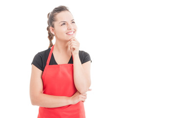 Smiling female employee planning something