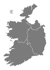 Ireland provinces Map grey