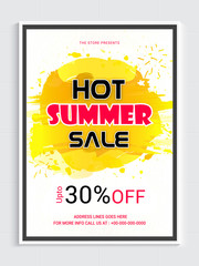 Hot Summer Sale Poster, Banner or Flyer. Upto 30% Off