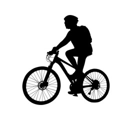 Fototapeta na wymiar Cyclist silhouette scene vector on a white background