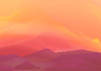Abstract Smooth Blurred Mountain Landscape with Reflection - Vector Illustration