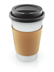 Take-out coffee in thermo cup with the lid
