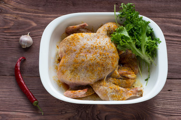 Baked chicken in gratin dish
