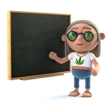 3d Hippy Stoner At The Blackboard