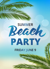 Fototapeta na wymiar Beach party poster template with typographic elements