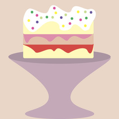 Vector illustration of cake on the plate