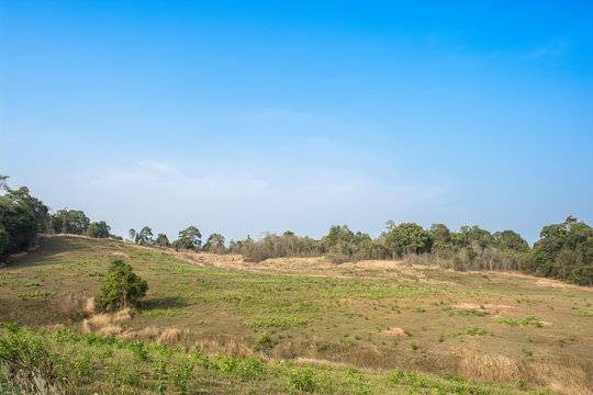 Mountainous terrain and the blue sky
