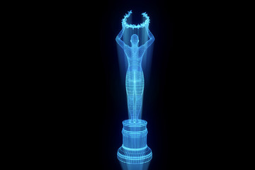 Award in Hologram Wireframe Style. Nice 3D Rendering
