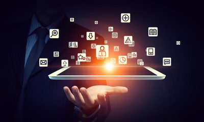 Global network connection . Mixed media