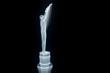 Award in Hologram Wireframe Style. Nice 3D Rendering
