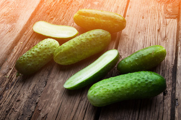 Fresh cucumber on the table