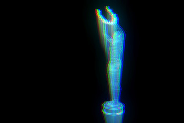 Award in Hologram Wireframe Style. Nice 3D Rendering
